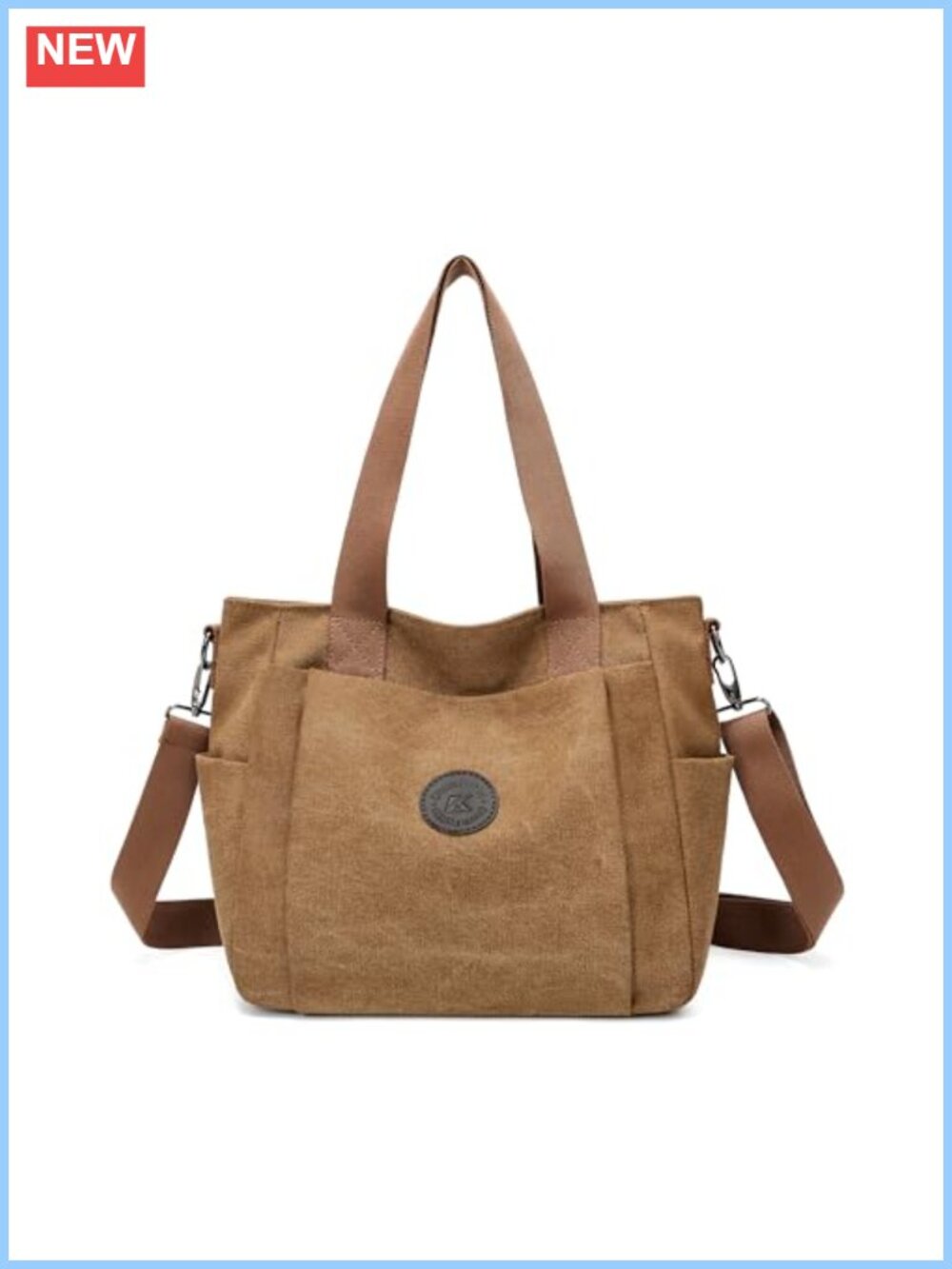 Vintage Canvas Crossbody Tote Bag with Adjustable Strap